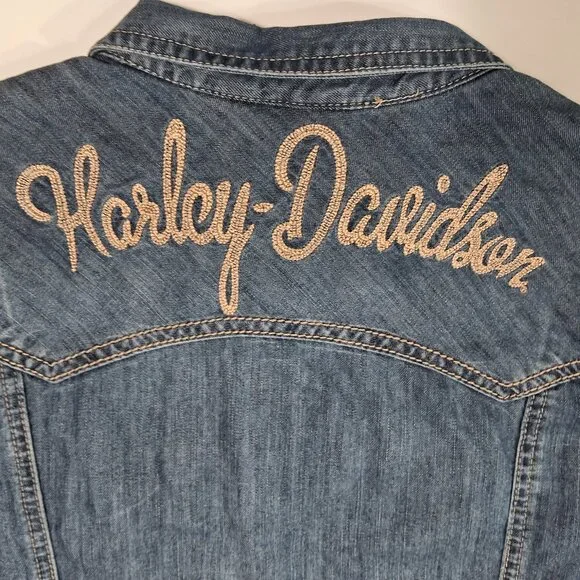 Denim Harley Davidson Western Shirt - Picture 4 of 12